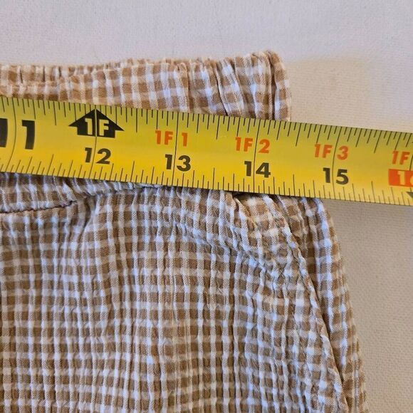 Organic Rags Womens Two Piece Set Tan and White Check Casual Top and Capri Mediu - Picture 7 of 11